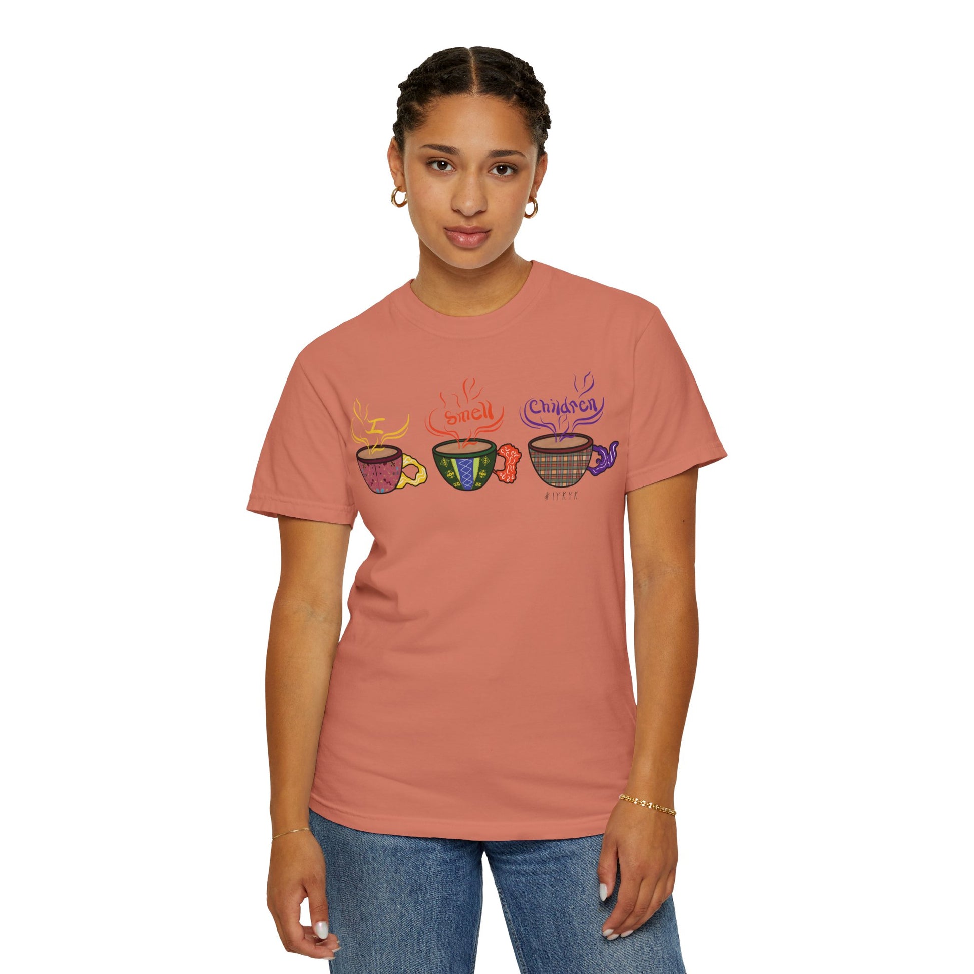 I Smell Children Comfort Colors T-shirt, Hocus Pocus Halloween Shirt, Coffee Cup Tee,  Witches tee