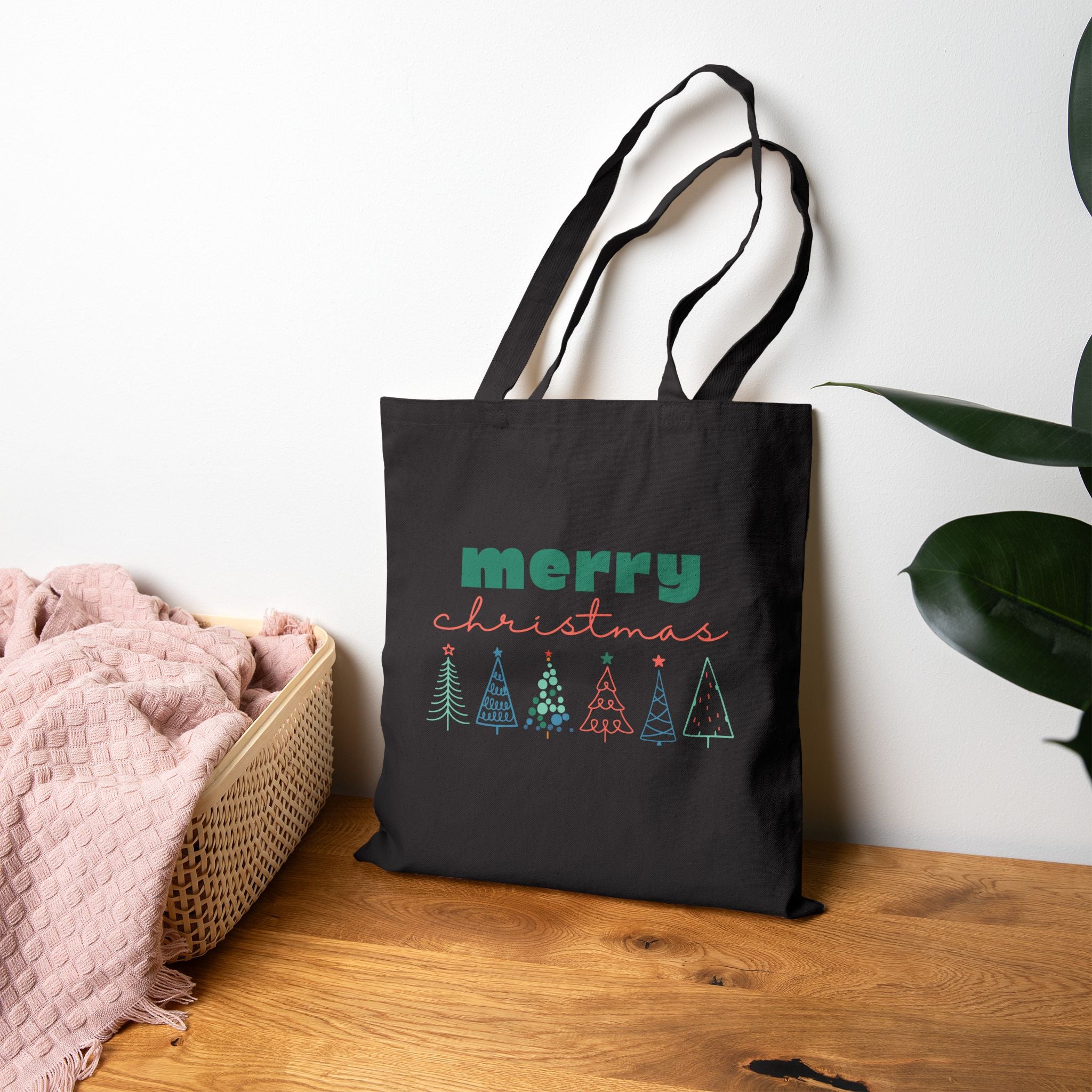 'Merry Christmas' Cotton Canvas Tote Bag, Reusable Christmas Shopping Tote