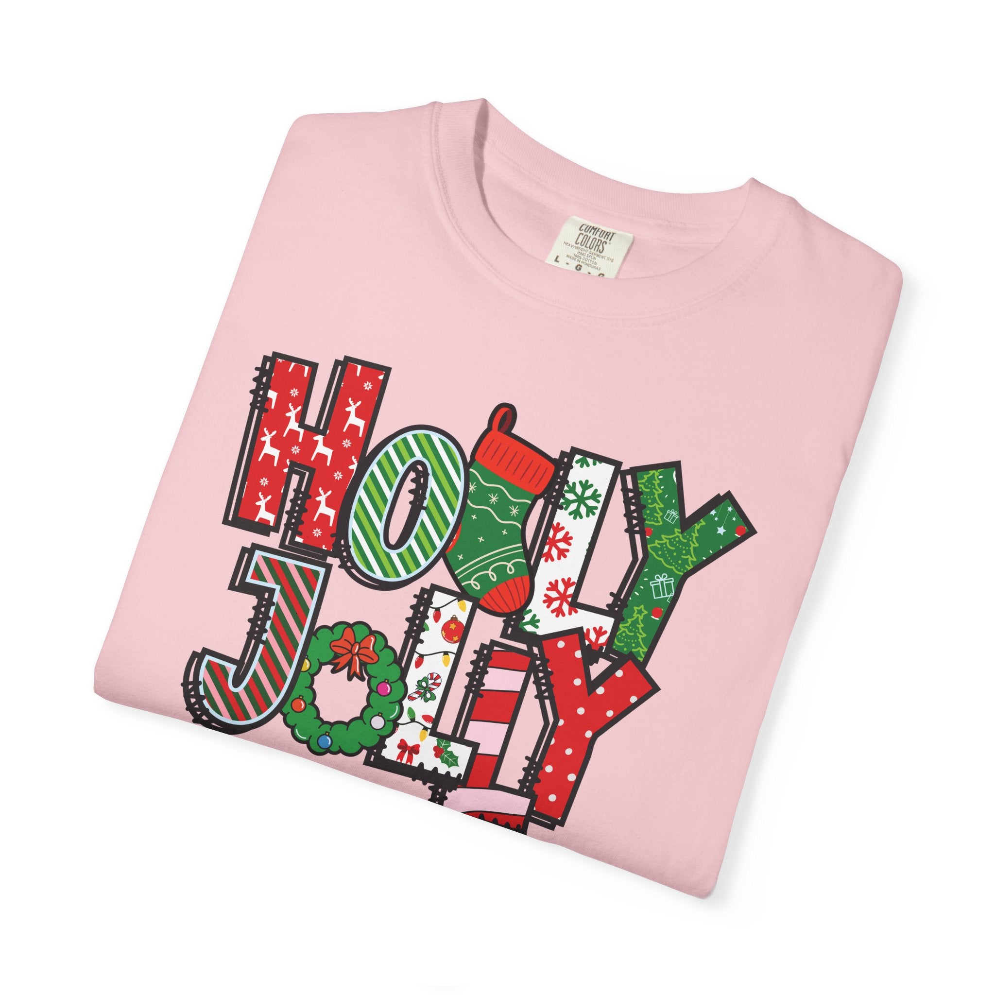 Holly Jolly Comfort Colors Adult T-Shirt, Festive Christmas Tees, Matching Family Pajamas, Holiday Shirt