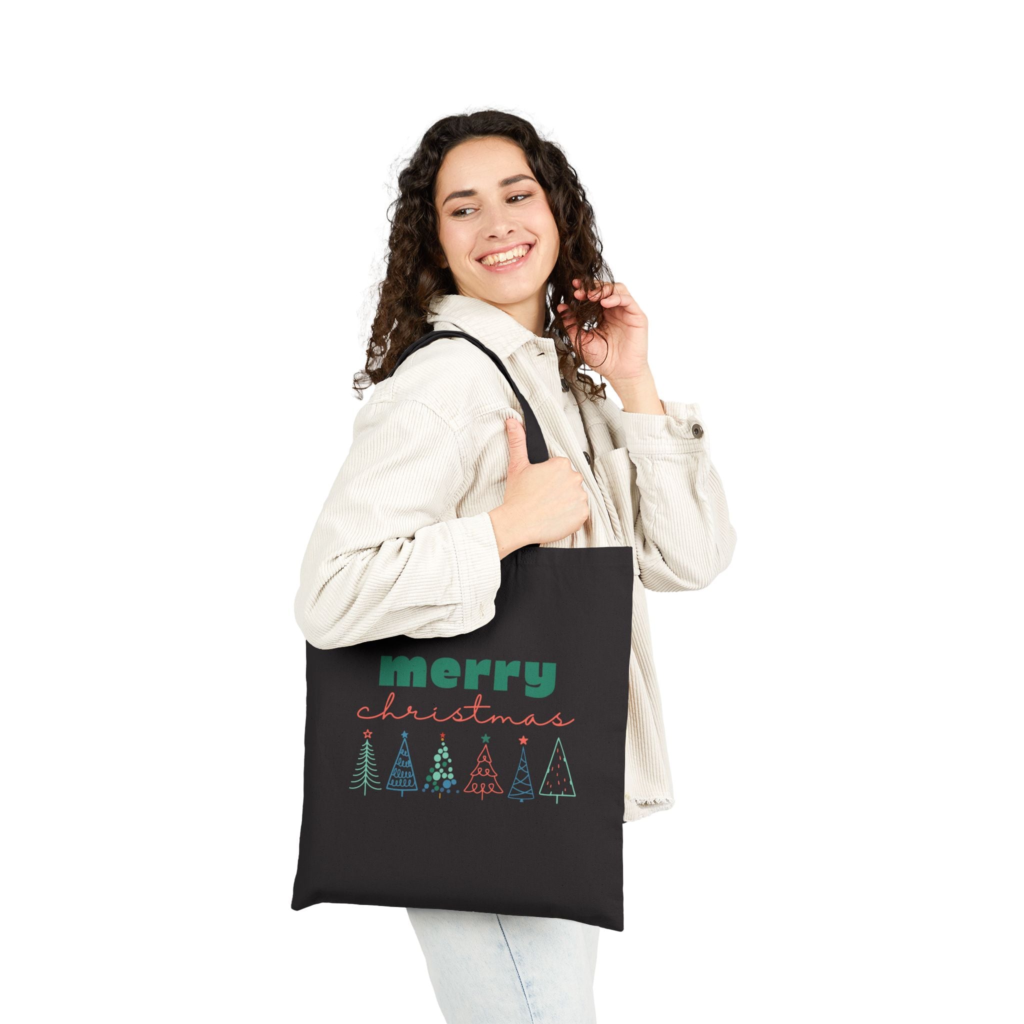 'Merry Christmas' Cotton Canvas Tote Bag, Reusable Christmas Shopping Tote