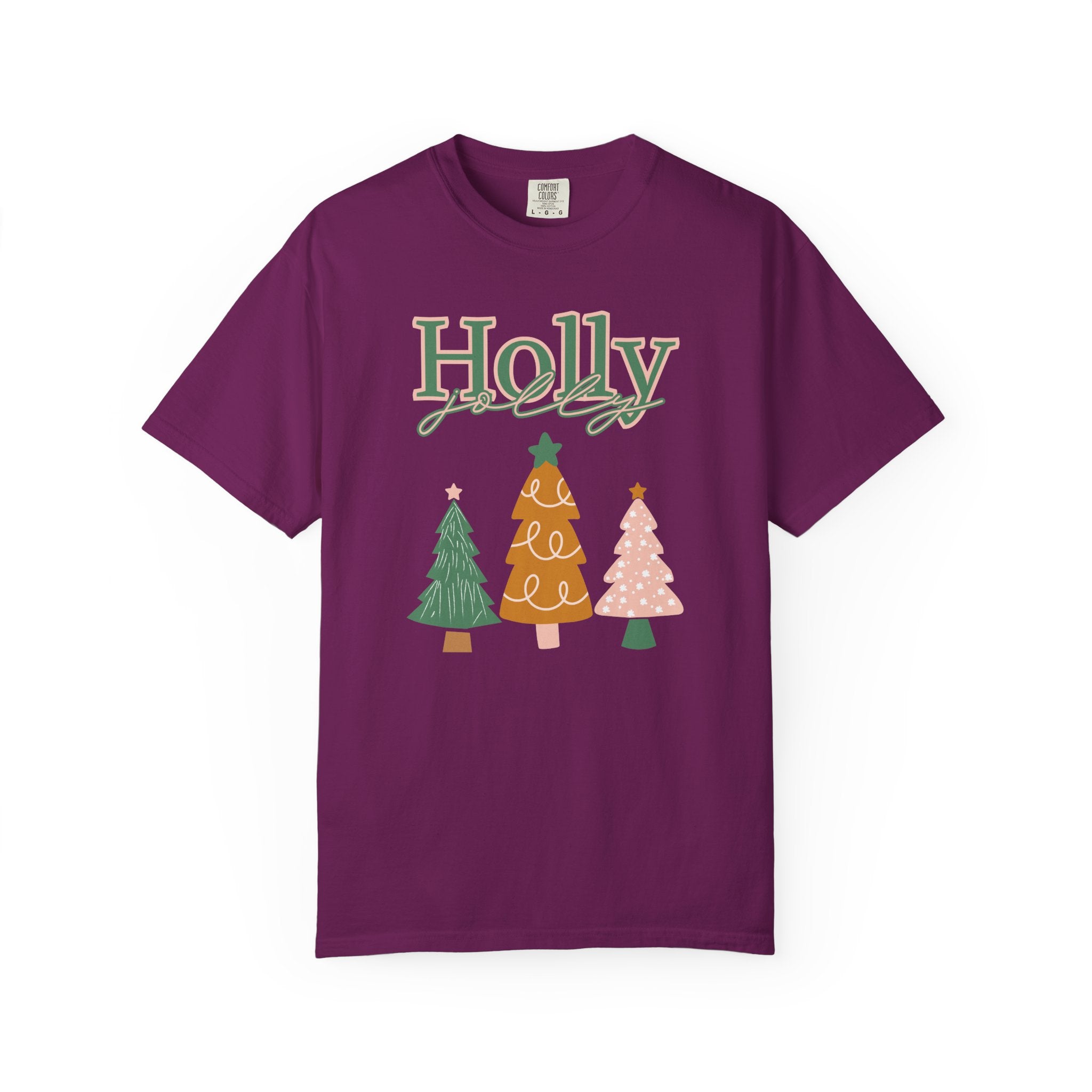 Holly Jolly Holiday T-Shirt, Christmas Tree Shirt, Non-traditional colors, Unisex Tee, Festive Apparel