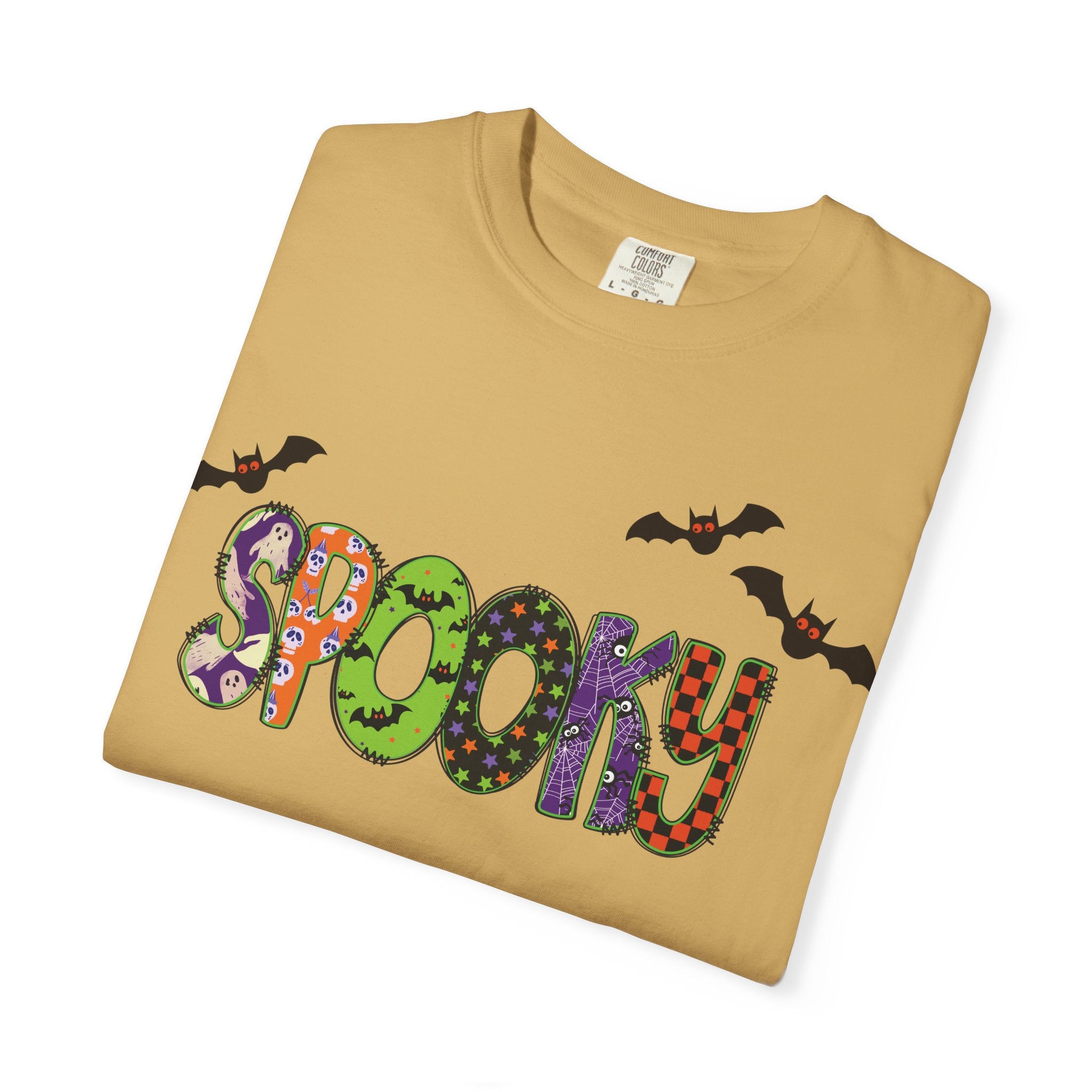 Spooky Adult Comfort Colors T-Shirt with Bats, Halloween Comfort Colors Graphic Tee