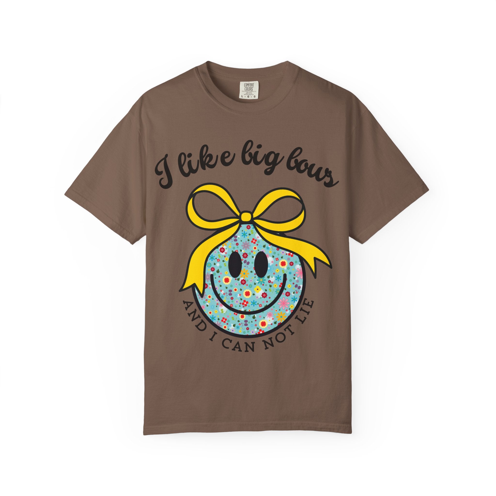 I Like Big Bows, Adult Shirt, Floral Smiley Face T-Shirt, And I Can Not Lie, Women's Tee, Graphic Tee with Bow, , Unisex Top