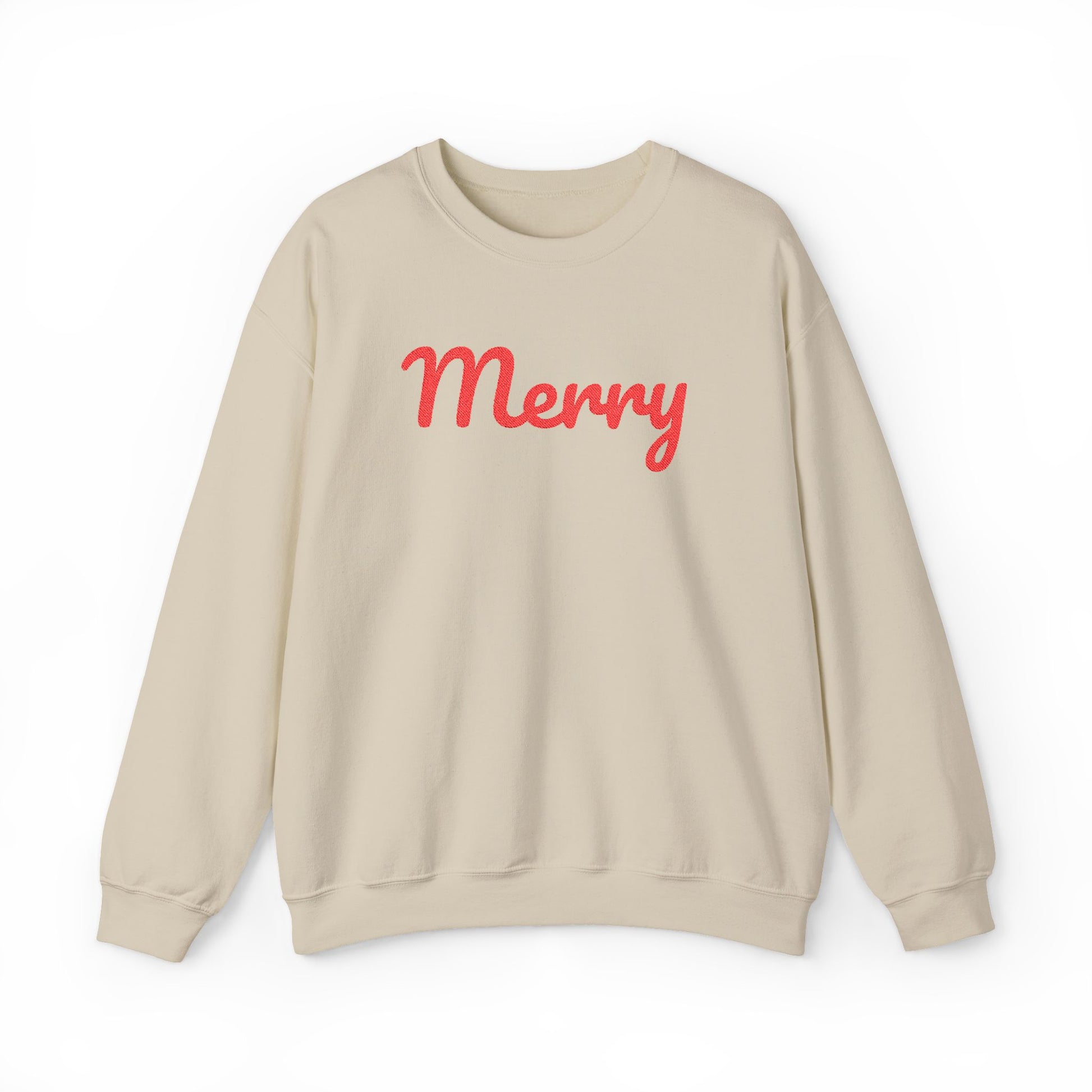 Merry Embroidered Christmas Crewneck Sweatshirt