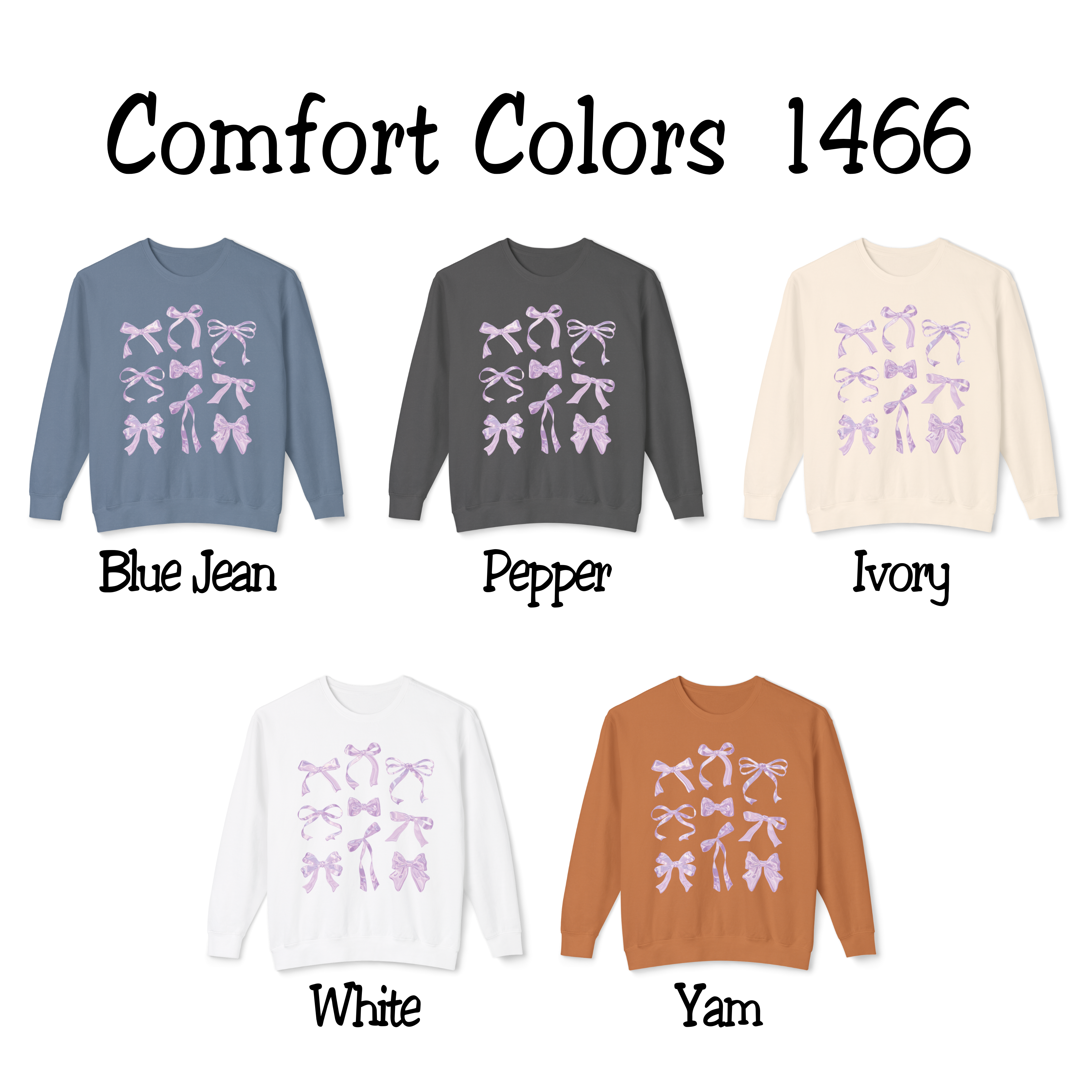 Coquette Purple Iridescent Bow Lightweight Comfort Colors Sweatshirt, Halloween Crewneck