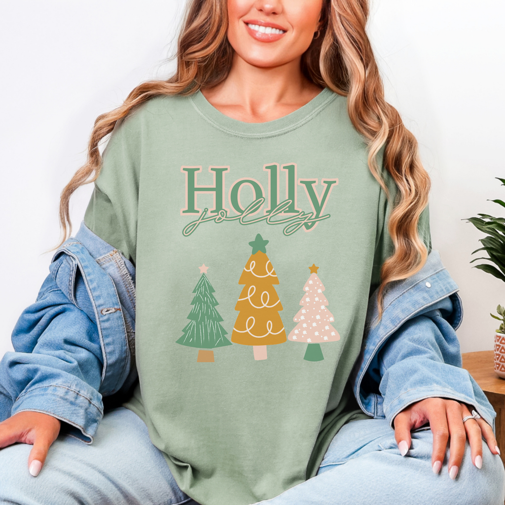 Holly Jolly Holiday T-Shirt, Christmas Tree Shirt, Non-traditional colors, Unisex Tee, Festive Apparel