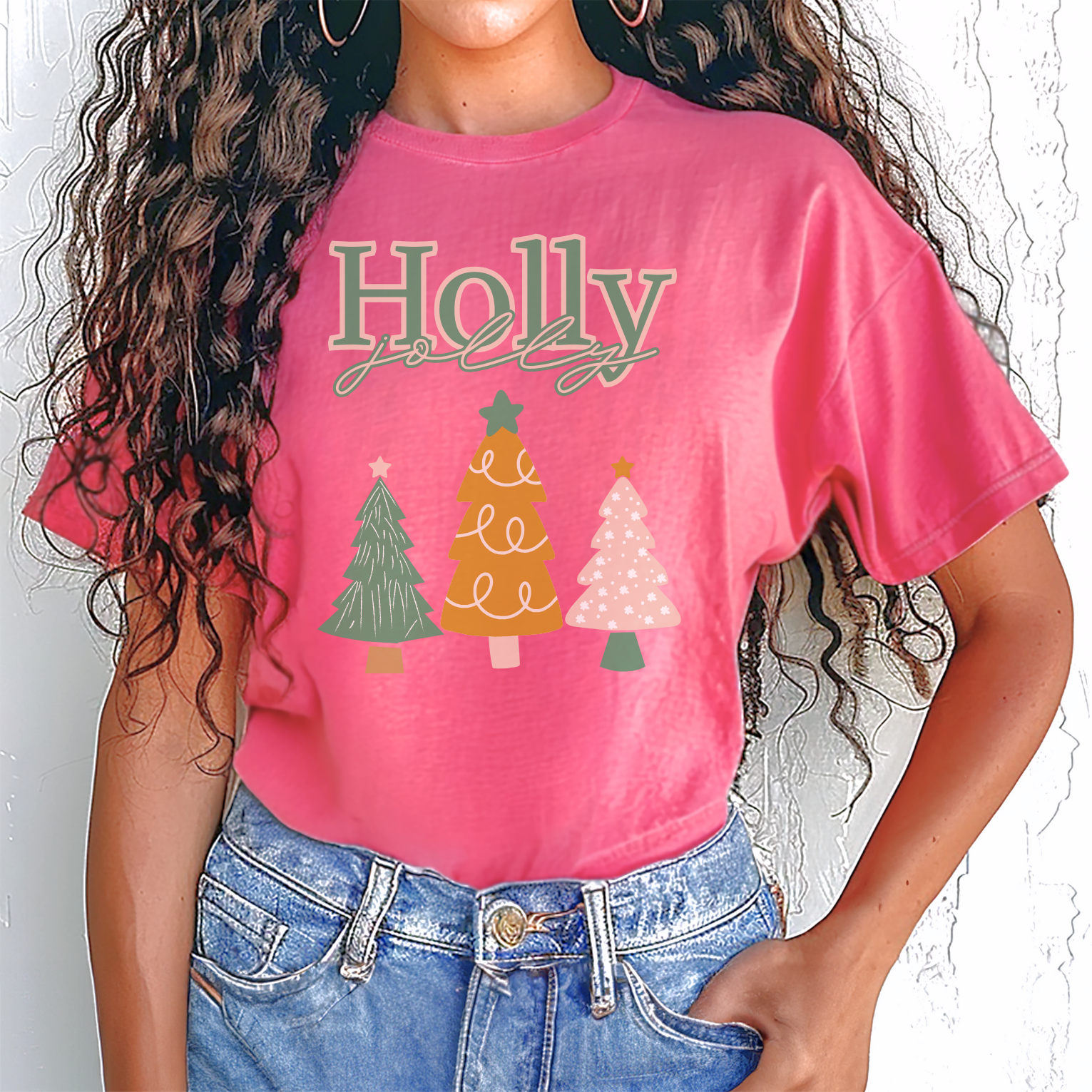 Holly Jolly Holiday T-Shirt, Christmas Tree Shirt, Non-traditional colors, Unisex Tee, Festive Apparel