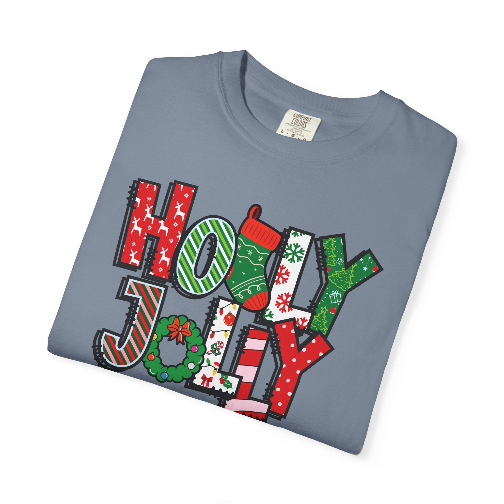 Holly Jolly Comfort Colors Adult T-Shirt, Festive Christmas Tees, Matching Family Pajamas, Holiday Shirt
