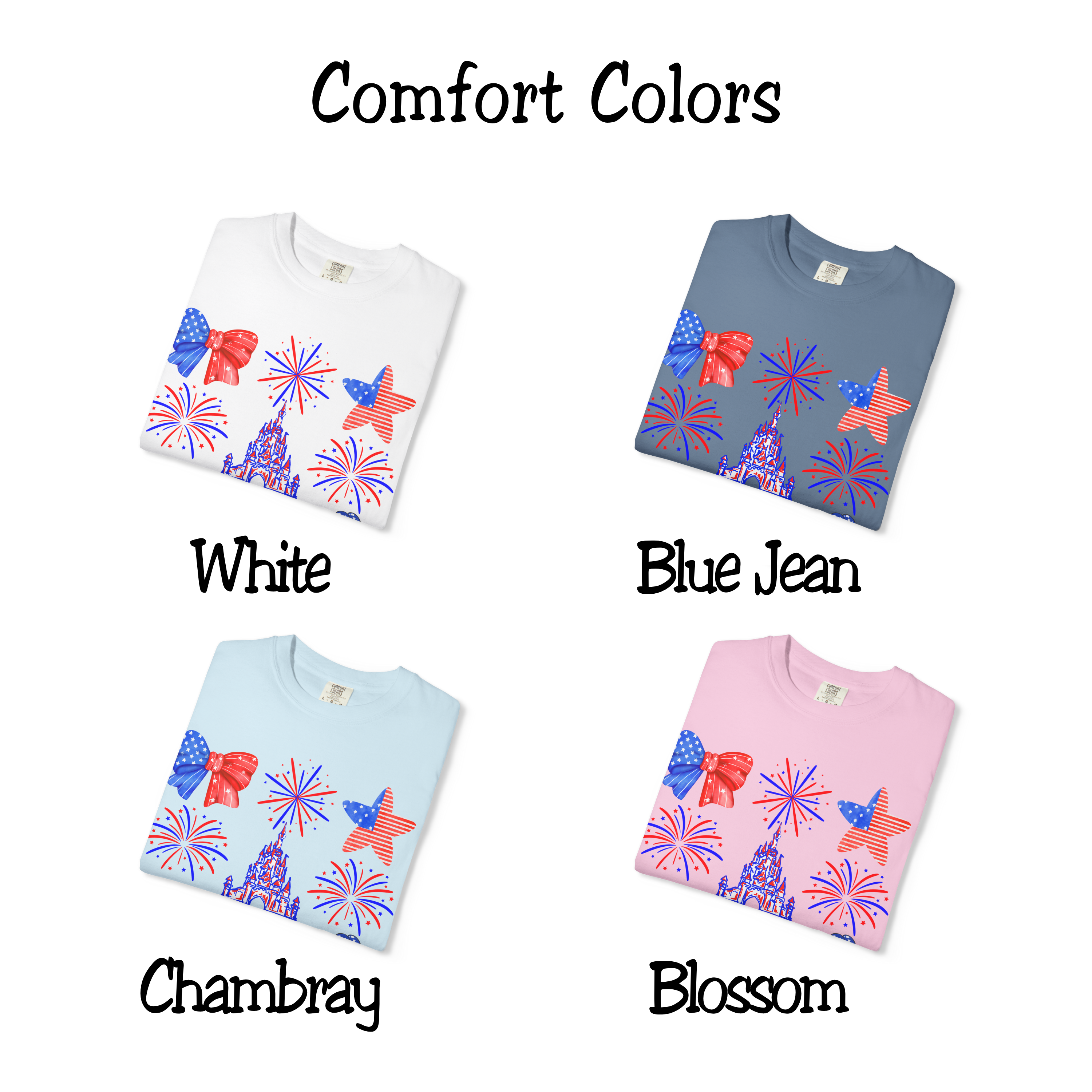 4th of July Disney Coquette Fireworks and Castle shirt, Red White Blue Patriotic bow balloon tee, Stars and Stripes t-shirt, Adult shirt
