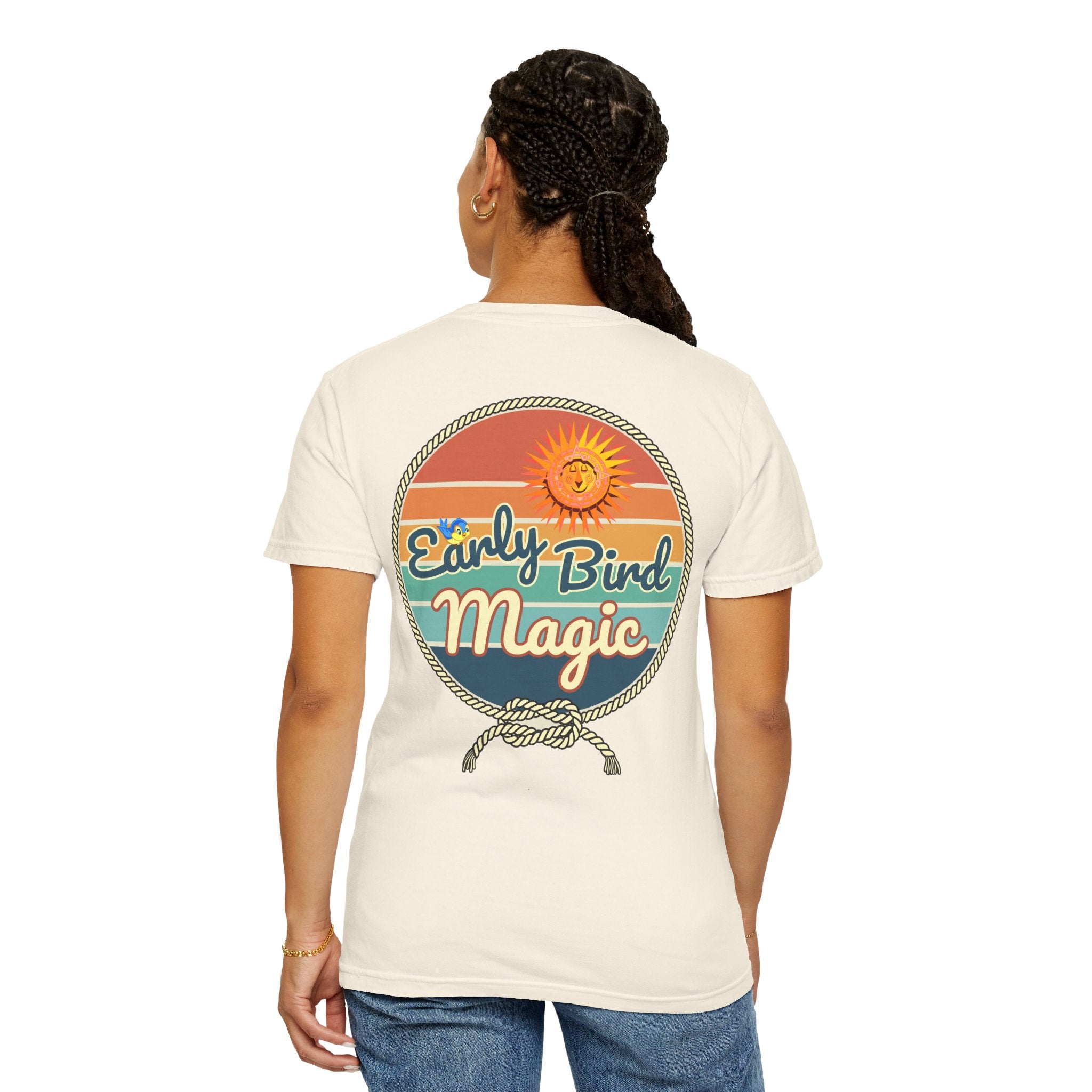 Early Bird Magic, Double Sided Tee, Adult Disney T-Shirt, Rope Drop, Vintage Look, Story Telling, Comfort Colors