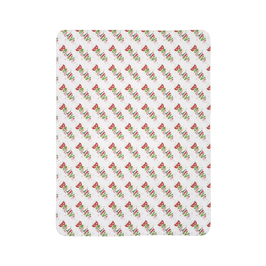 Cozy Believe Fleece Sherpa Blanket, Festive Holiday Throw, Christmas Gift, Winter Decor, Snuggly Blanket for Home, Family Blanket