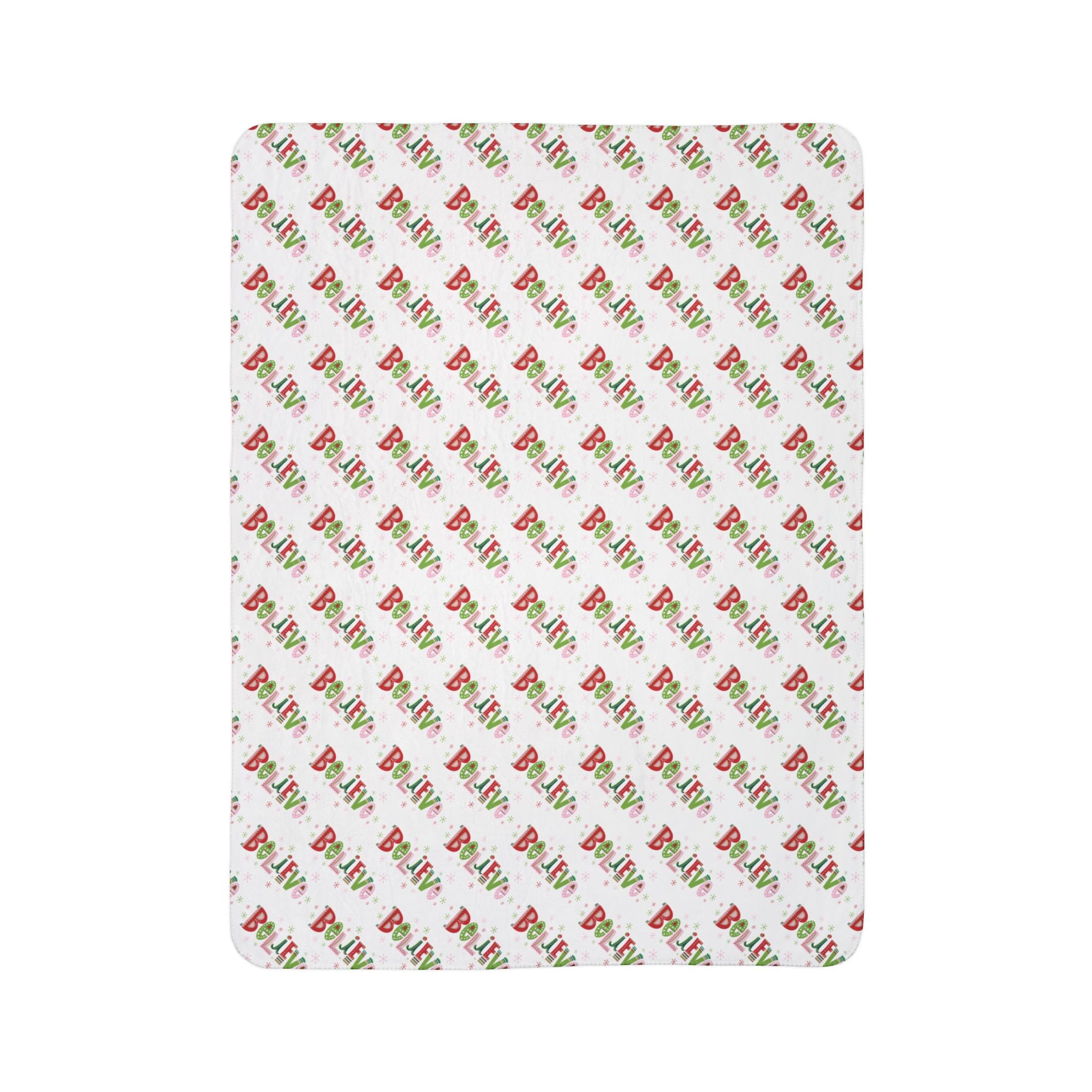 Cozy Believe Fleece Sherpa Blanket, Festive Holiday Throw, Christmas Gift, Winter Decor, Snuggly Blanket for Home, Family Blanket