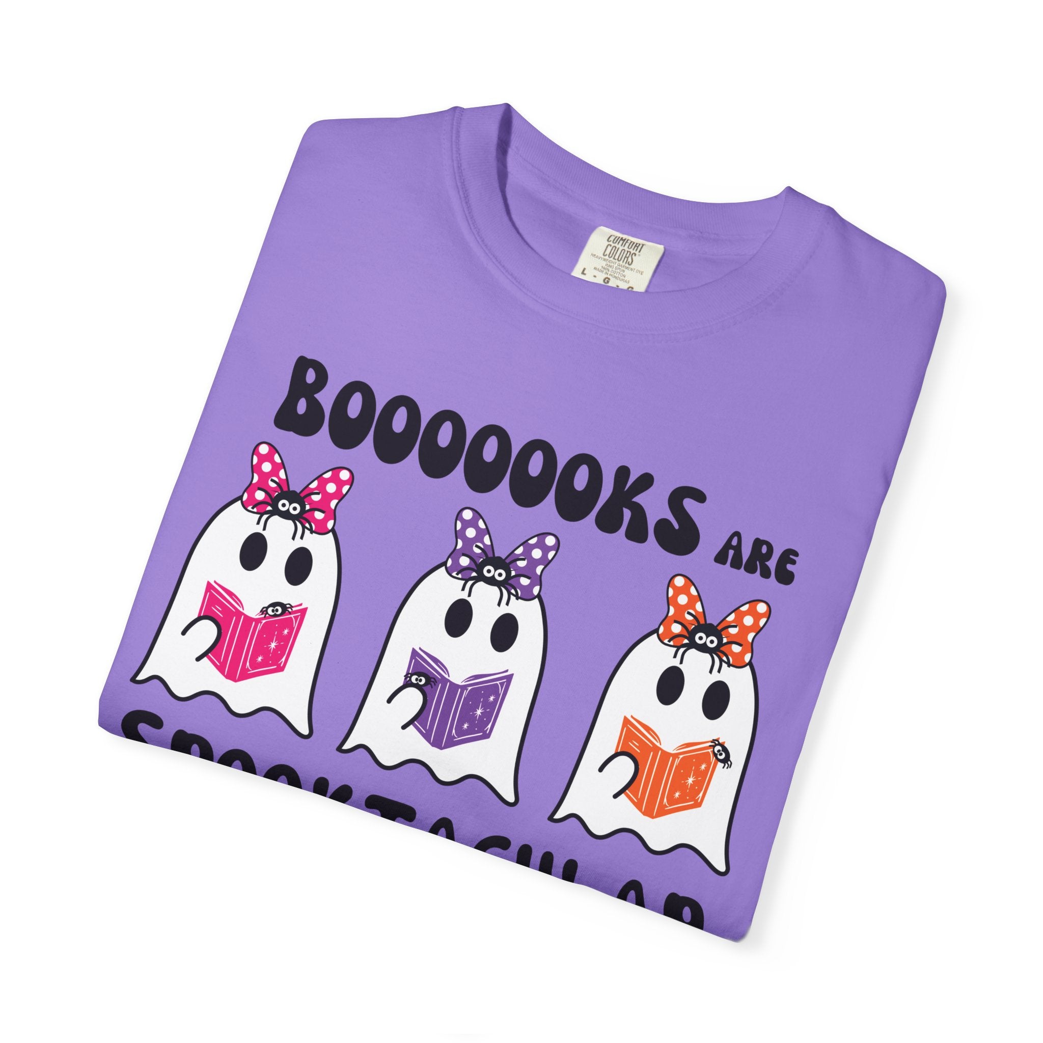 Book Lovers Spooktacular Ghosts Reading Comfort Colors T-Shirt, Halloween Shirt, Tee
