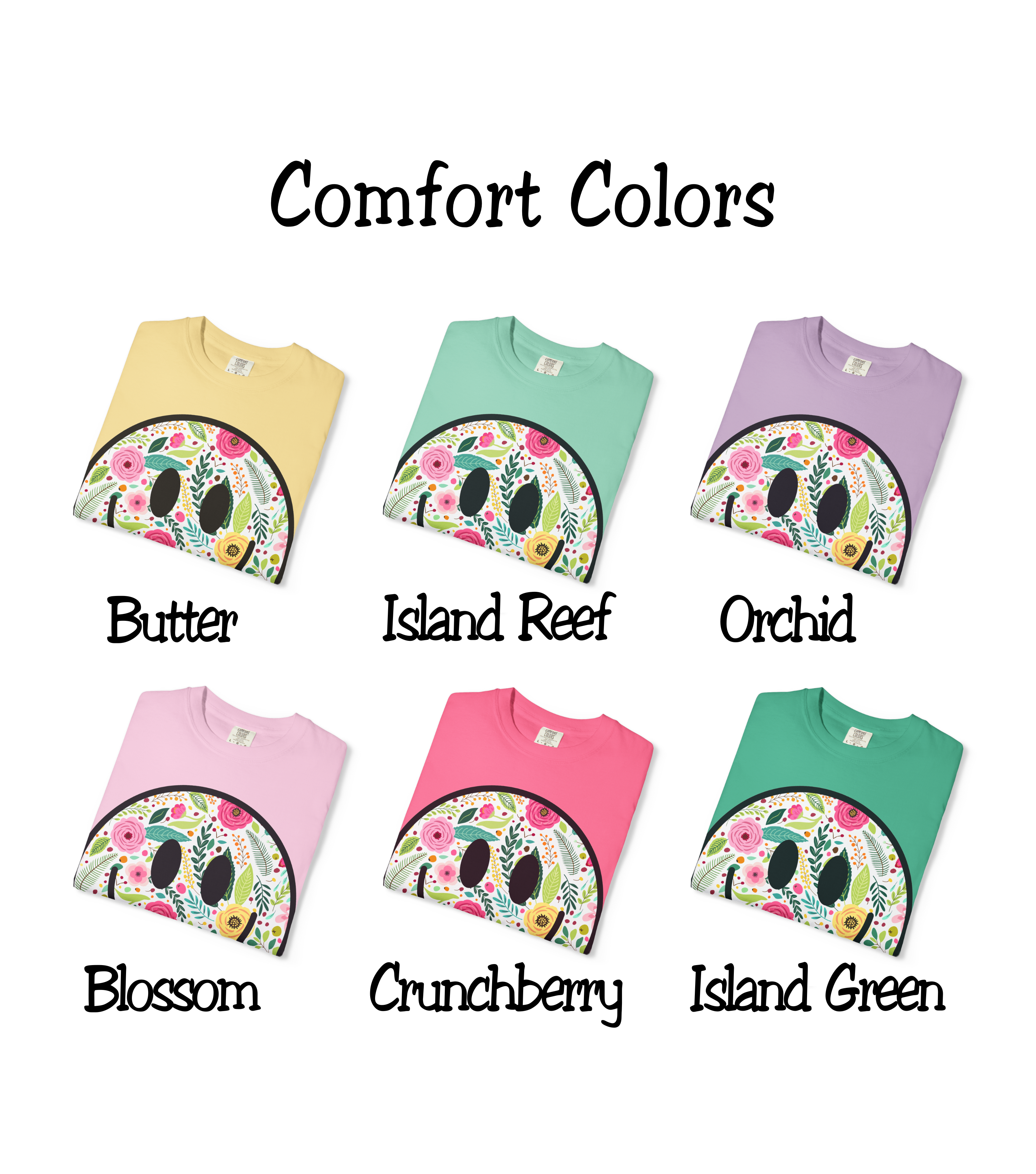 Summer Blooms Smiley Face Adult t-shirt, Spread Positivity, Happy, Women's Tee