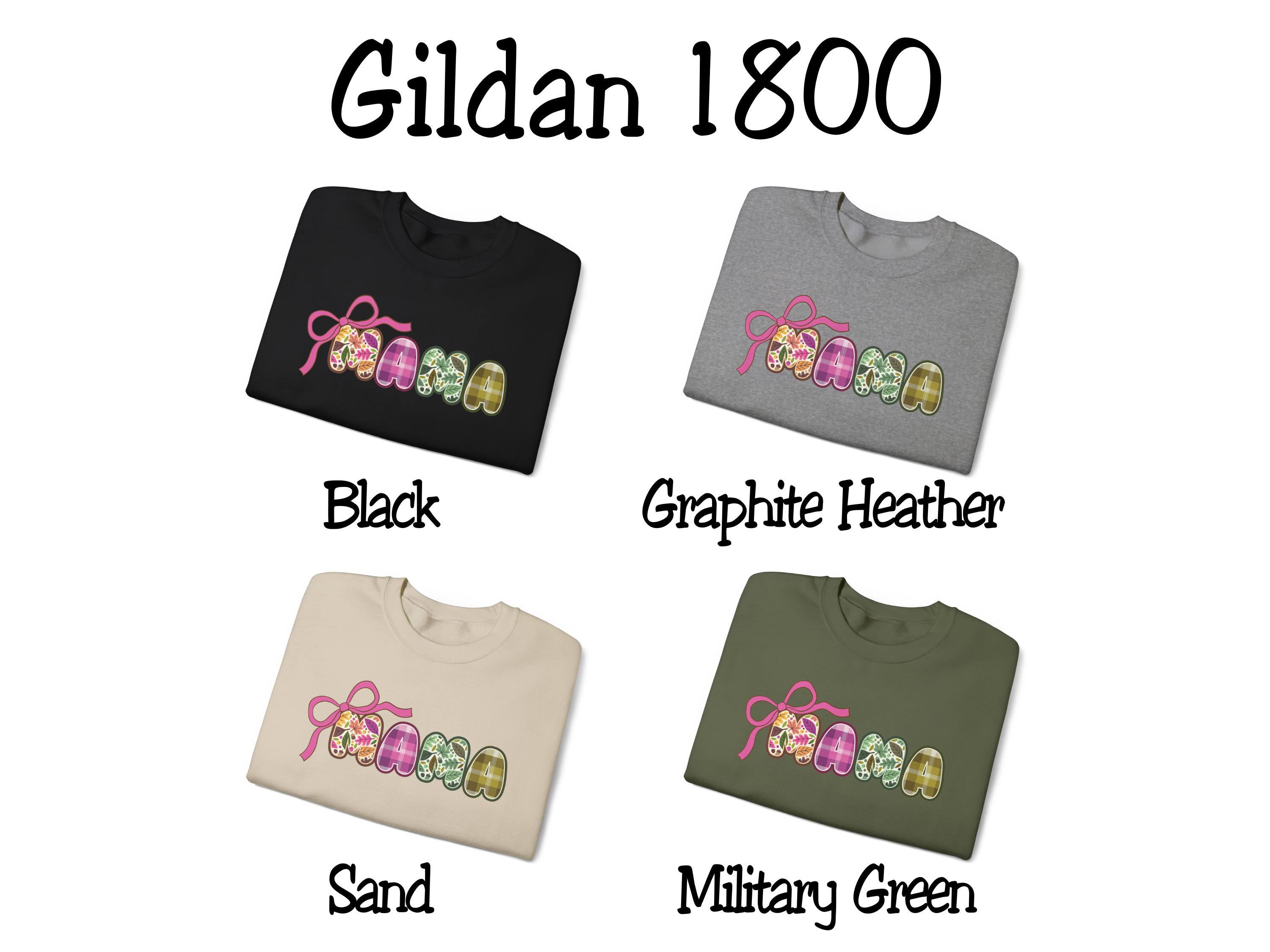 Fall MAMA Gildan Sweatshirt with Bow, Autumn Plaid Mom Shirt, Fall Leaves