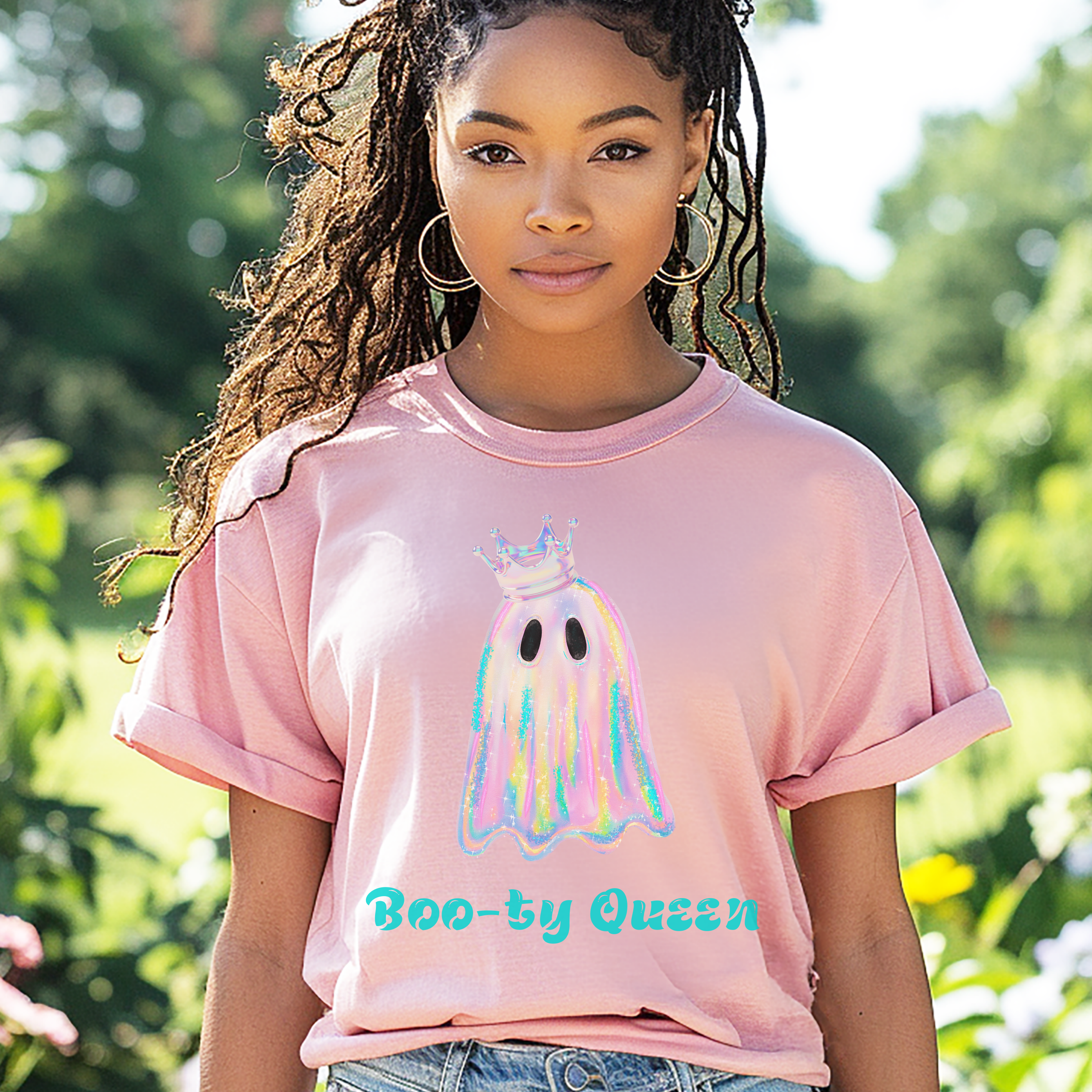 Boo-ty Queen Ghost Adult Comfort Colors T-Shirt,  Halloween Tee,  Ghost Lover Gift