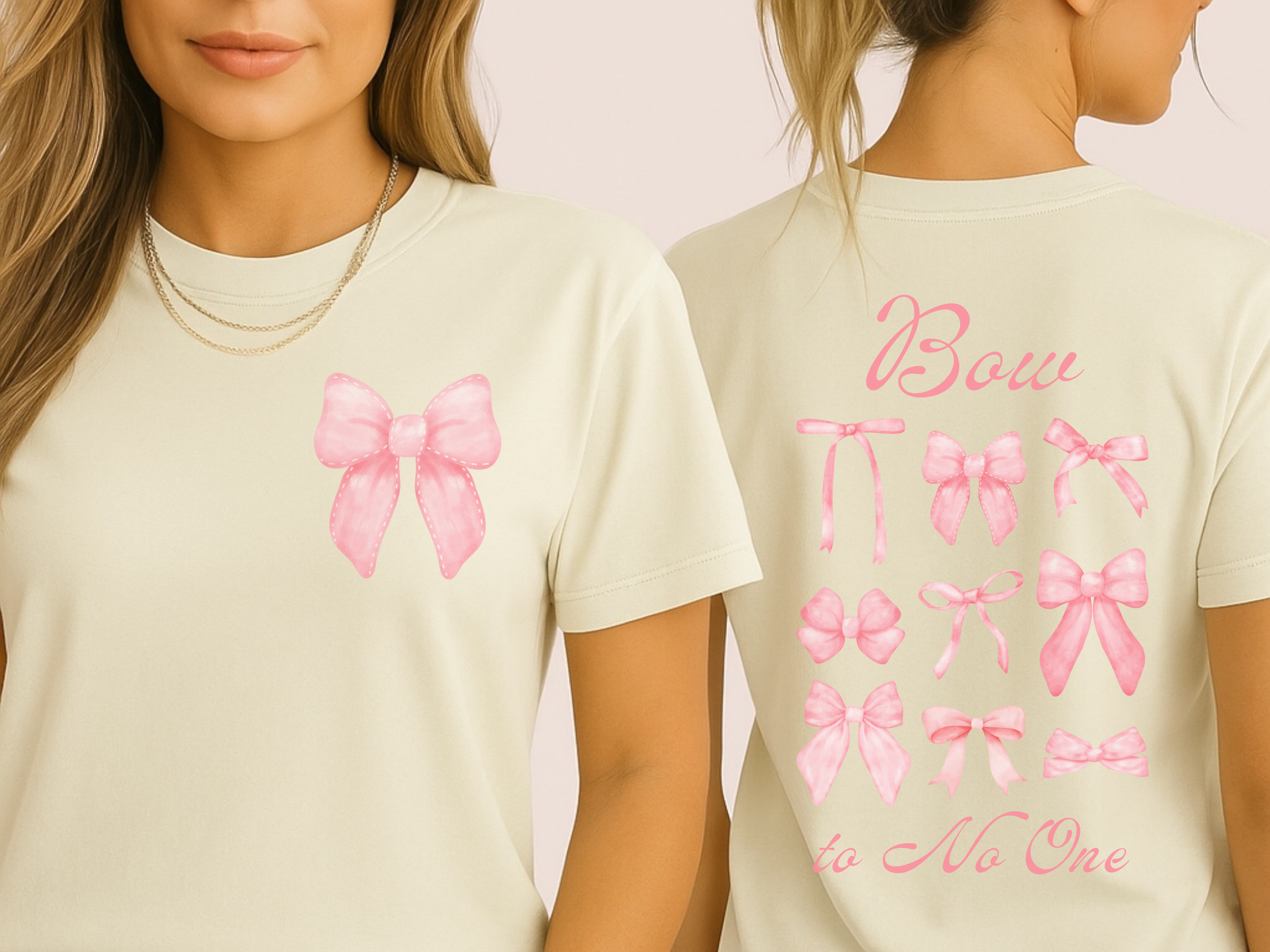 Bow to No One Tee, Double Sided Design T-shirt, Pink Bows, Bows, Inspirational
