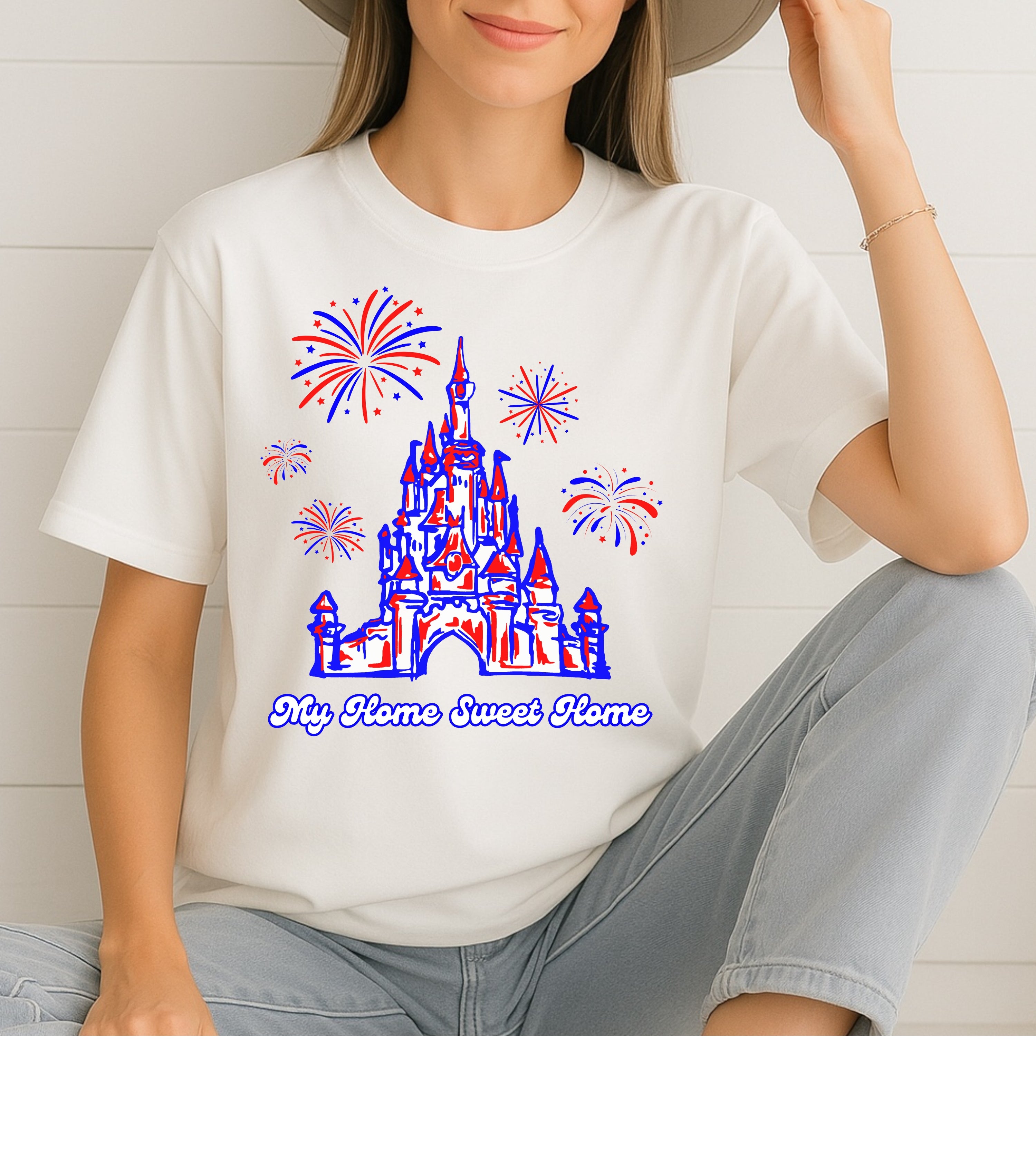 My Home Sweet Home Shirt, Fireworks, Castle, Disney, Patriotic Shirt, 4th of July, God Bless America, Red White and Blue, Americana