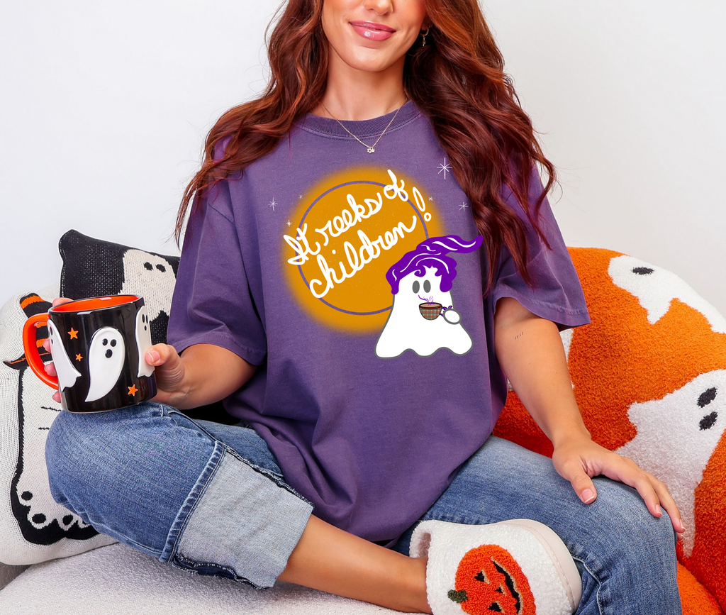 Hocus Pocus Comfort Colors T-shirt, It Reeks of Children Halloween Tee, Ghost Coffee Cup Shirt, Subtle Park Design
