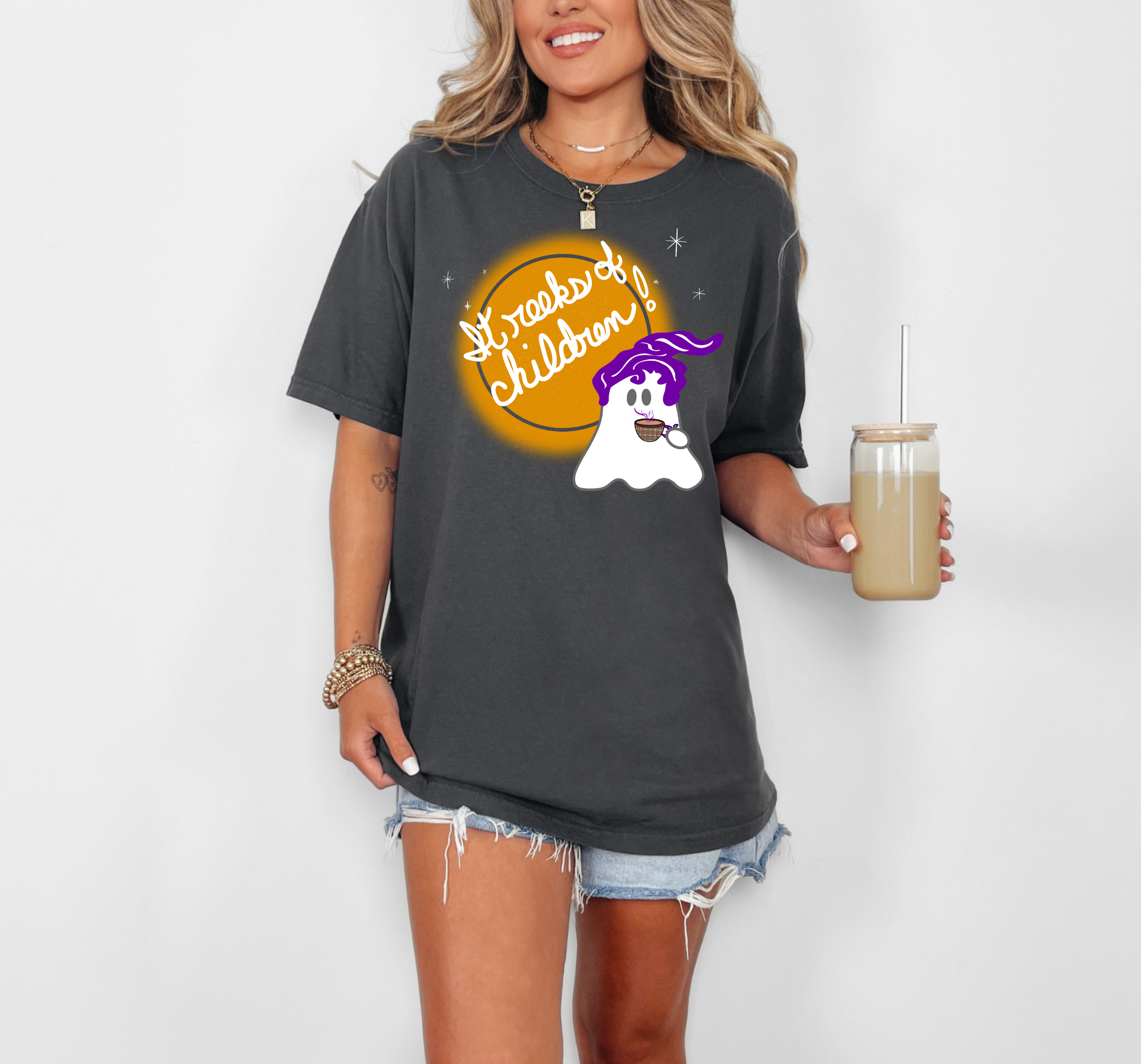 Hocus Pocus Comfort Colors T-shirt, It Reeks of Children Halloween Tee, Ghost Coffee Cup Shirt, Subtle Park Design