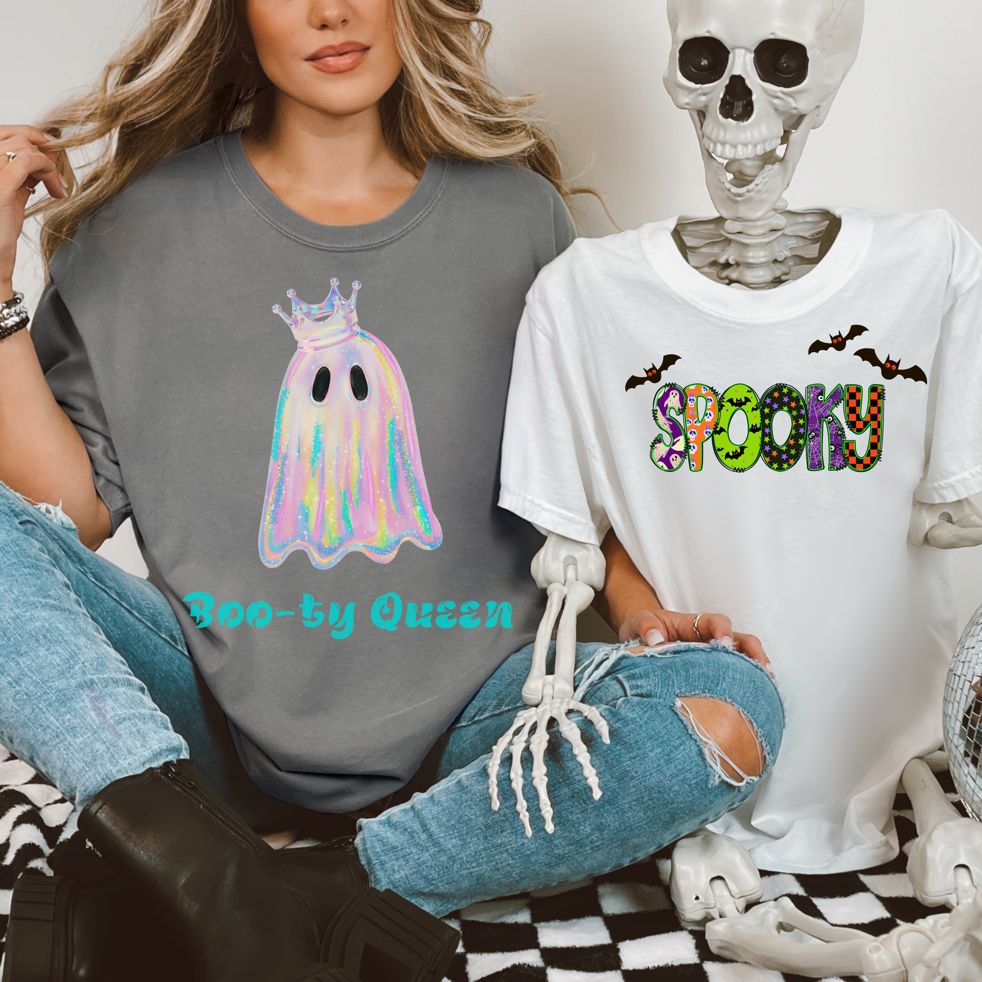 Boo-ty Queen Ghost Adult Comfort Colors T-Shirt,  Halloween Tee,  Ghost Lover Gift