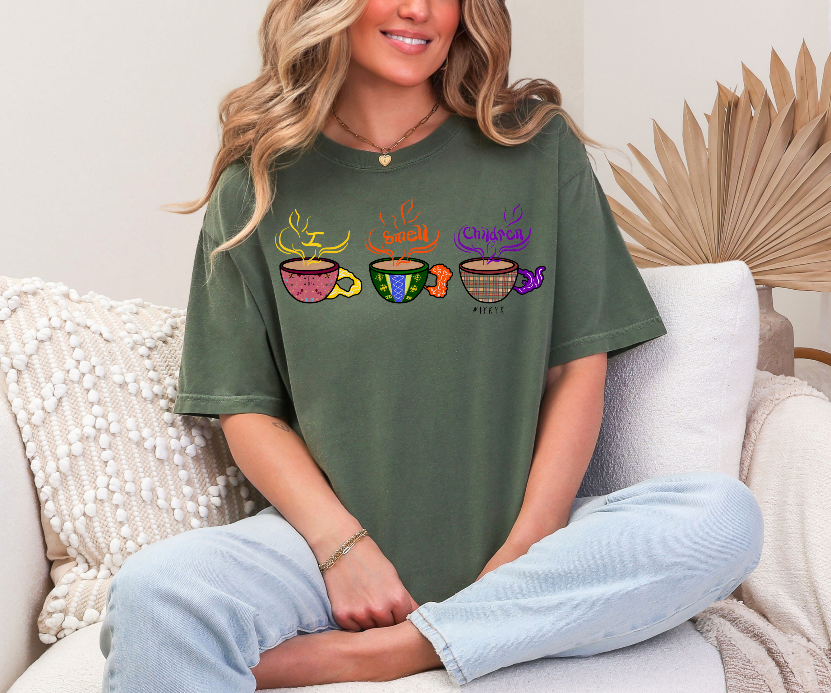 I Smell Children Comfort Colors T-shirt, Hocus Pocus Halloween Shirt, Coffee Cup Tee,  Witches tee