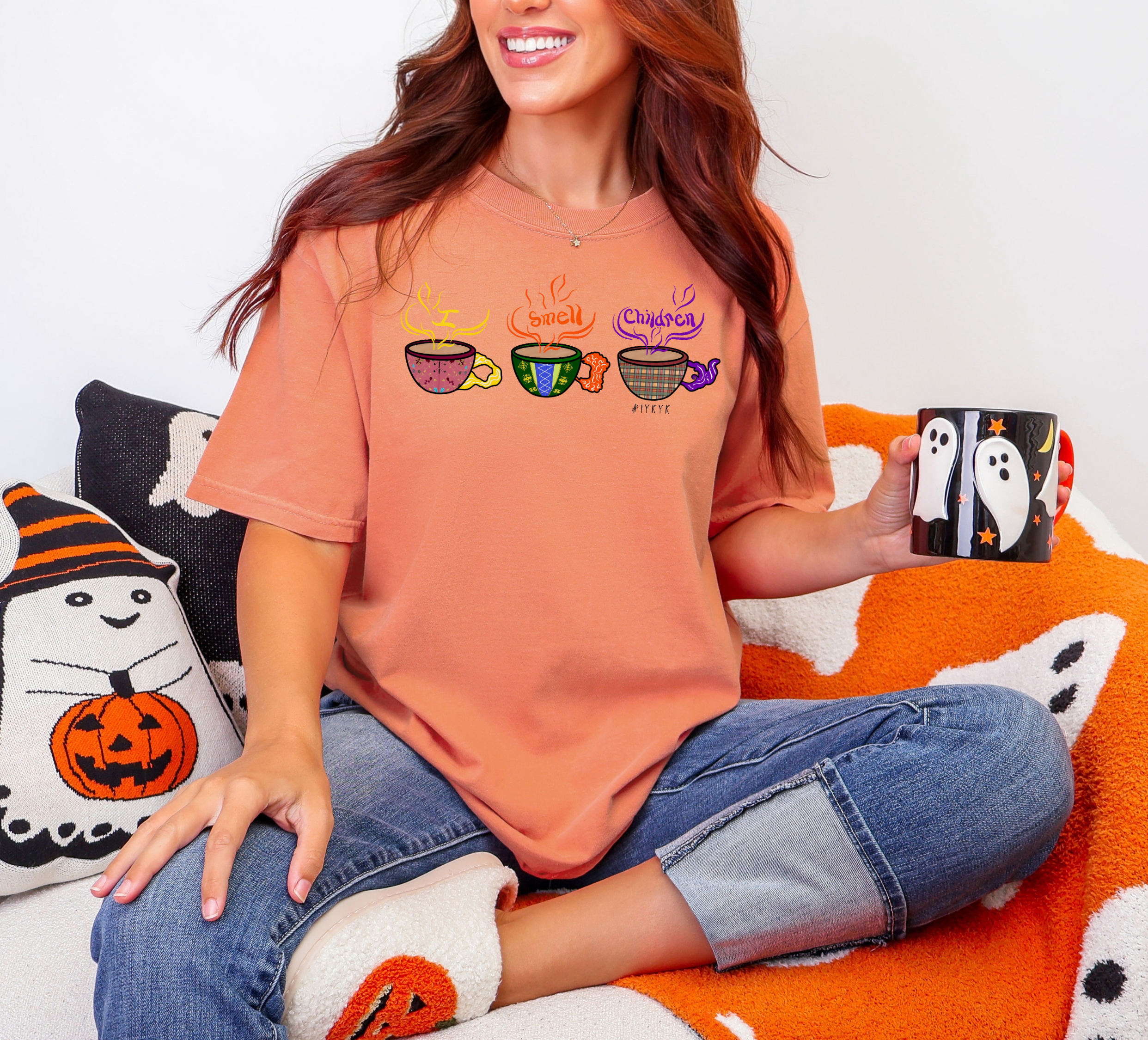 I Smell Children Comfort Colors T-shirt, Hocus Pocus Halloween Shirt, Coffee Cup Tee,  Witches tee