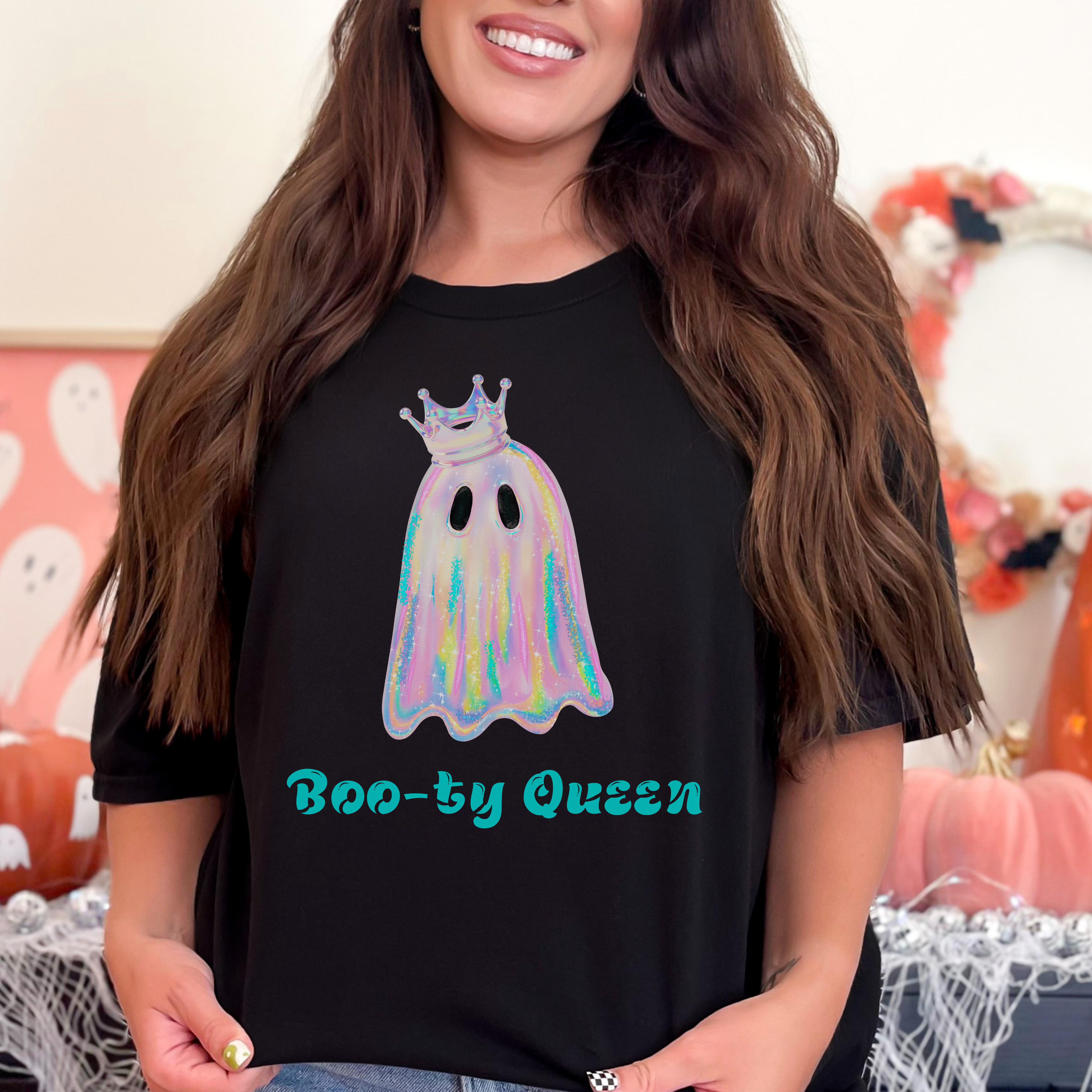 Boo-ty Queen Ghost Adult Comfort Colors T-Shirt,  Halloween Tee,  Ghost Lover Gift