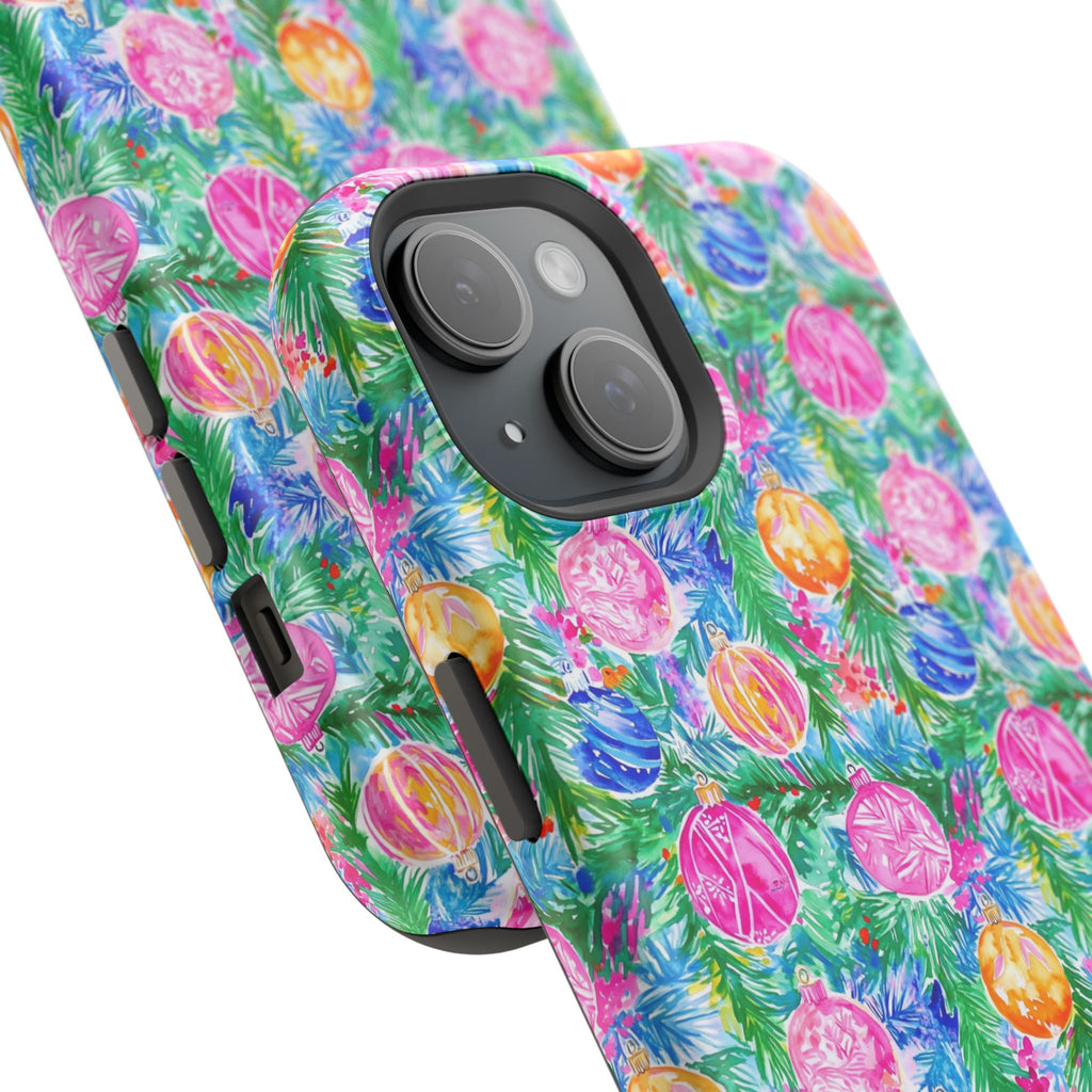 Preppy Ornaments Phone Case, Christmas Phone Cover, Mag Safe Compatible, Magnetic Tough Case, Impact Resistant