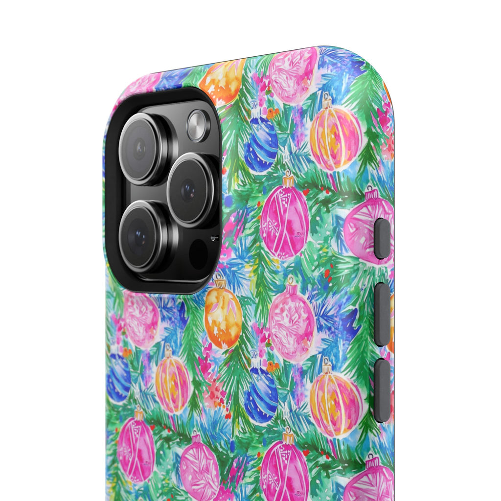 Preppy Ornaments Phone Case, Christmas Phone Cover, Mag Safe Compatible, Magnetic Tough Case, Impact Resistant