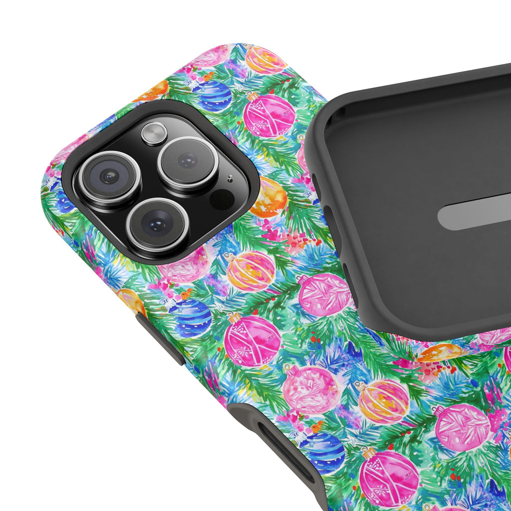 Preppy Ornaments Phone Case, Christmas Phone Cover, Mag Safe Compatible, Magnetic Tough Case, Impact Resistant