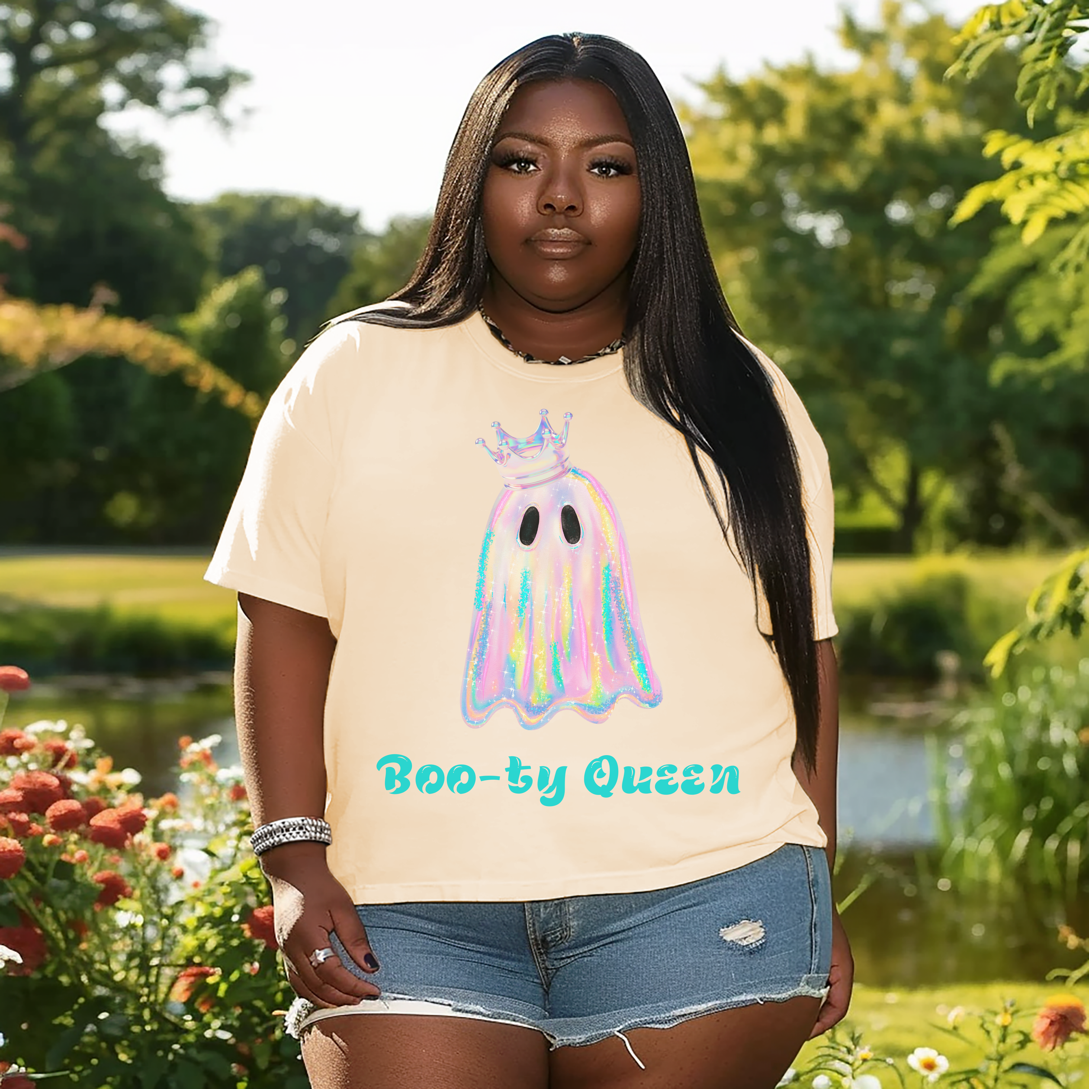 Boo-ty Queen Ghost Adult Comfort Colors T-Shirt,  Halloween Tee,  Ghost Lover Gift